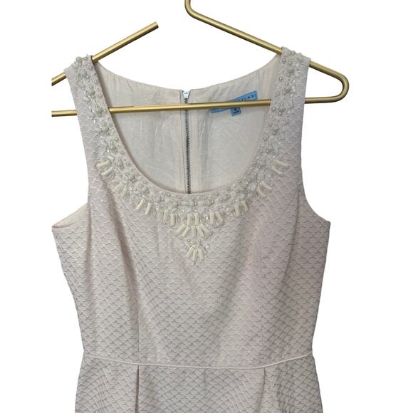 Antonio Melani Off White Beaded Textured Sleeveless Dress Size 6 EUC - Picture 3 of 13